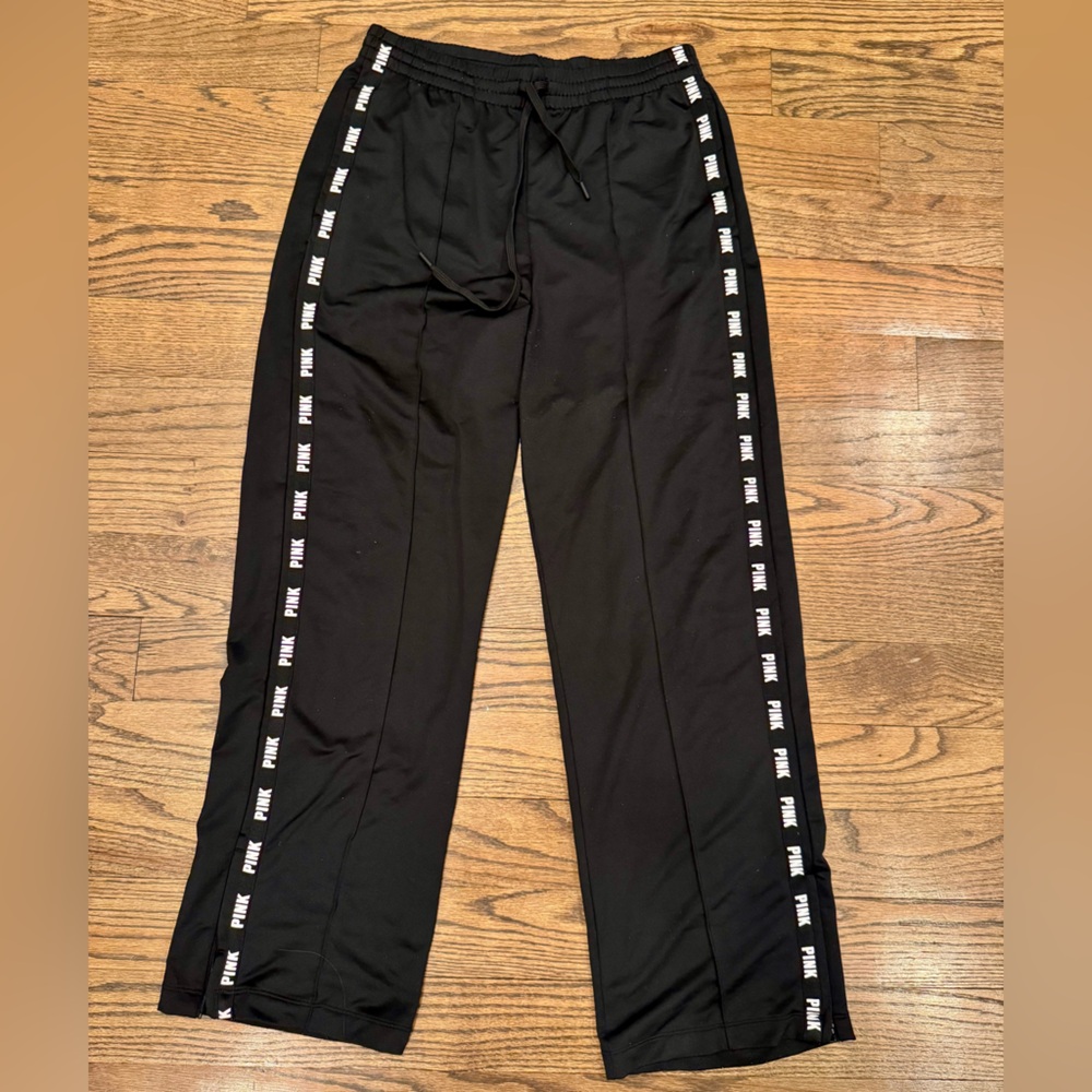 Victoria’s Secret PINK Black Jogger Sweatpants Logo Trim Size L